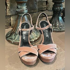 NWT Marc Ellis Light Pink/Mauve Velvet Platform Heel Size 6 EU 36